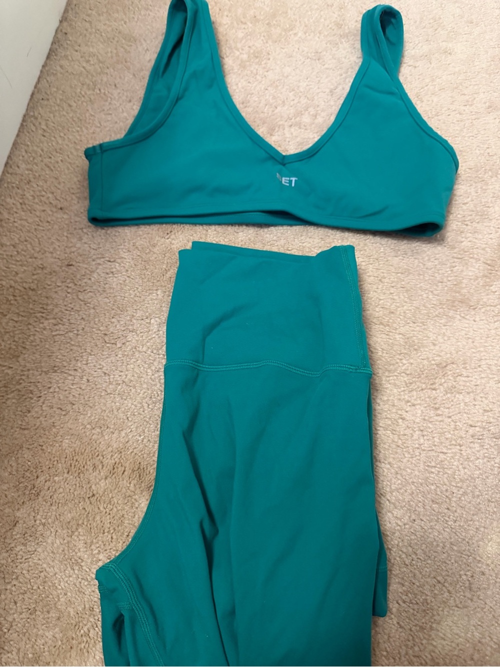 Green High-Waist Active Leggings & Bra Set